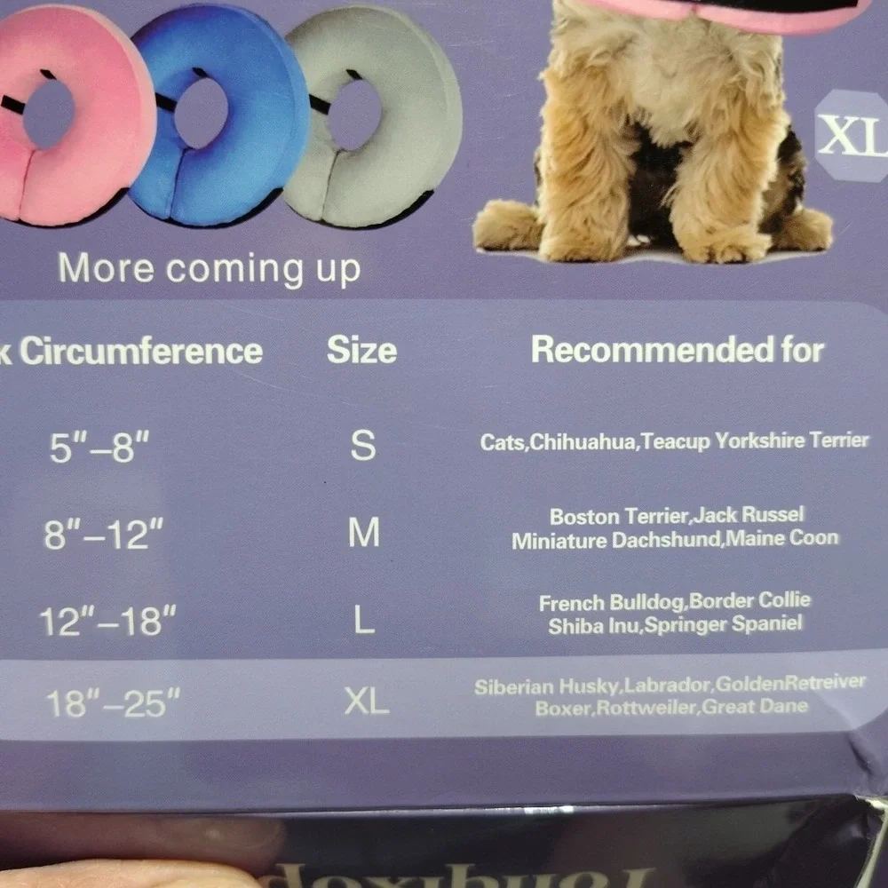 Tonqixope Inflatable Dog Collar XL Blue Soft Protective Surgery Donut Comfort